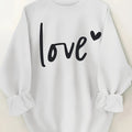 Plus Size Letter Print Sweatshirt, Crew Neck Casual Sweatshirt For Fall & Spring, Women's Plus Size Clothing