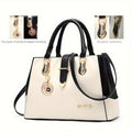 Fashionable Womens Letter Detail Shoulder Bag - Comfortable Double Handle, Spacious Purse for Work & Daily Use - Timeless Elegant Style