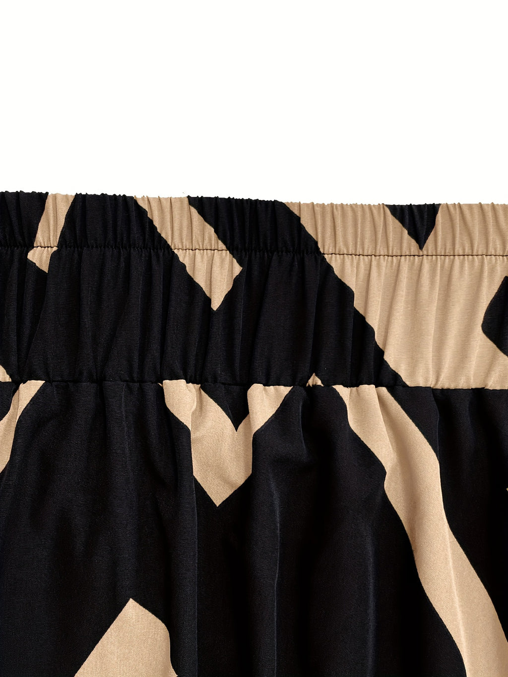 Plus Size Color Block Elastic Waist Skirt, Elegant Tie Front Skirt For Spring & Summer, Women's Plus Size Clothing