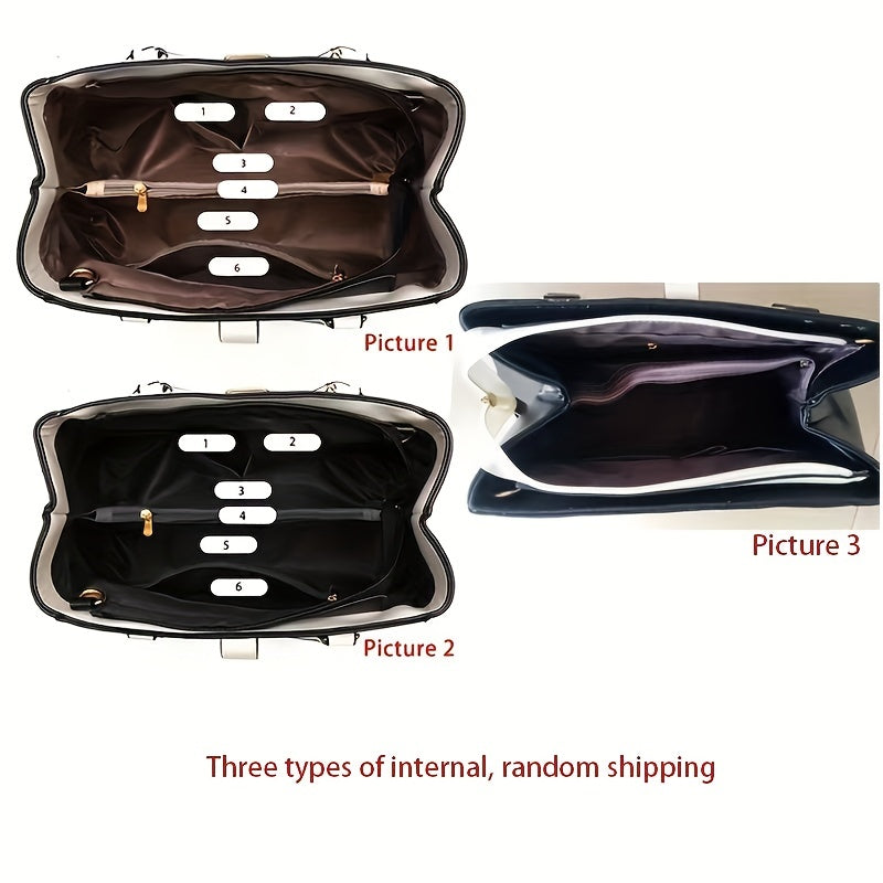 Fashionable Womens Letter Detail Shoulder Bag - Comfortable Double Handle, Spacious Purse for Work & Daily Use - Timeless Elegant Style