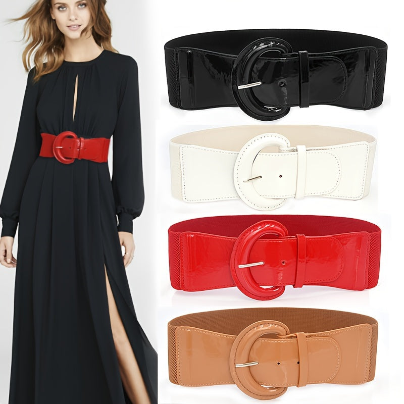 Simple Bright Color PU Wide Belts