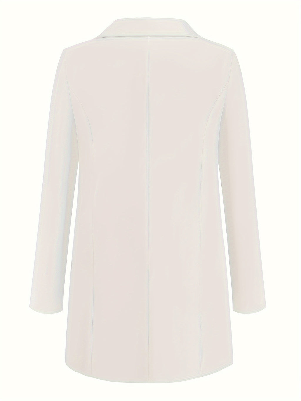 Plus Size Solid Open Front Blazer, Elegant Lapel Long Sleeve Blazer For Office & Work, Women's Plus Size Clothing