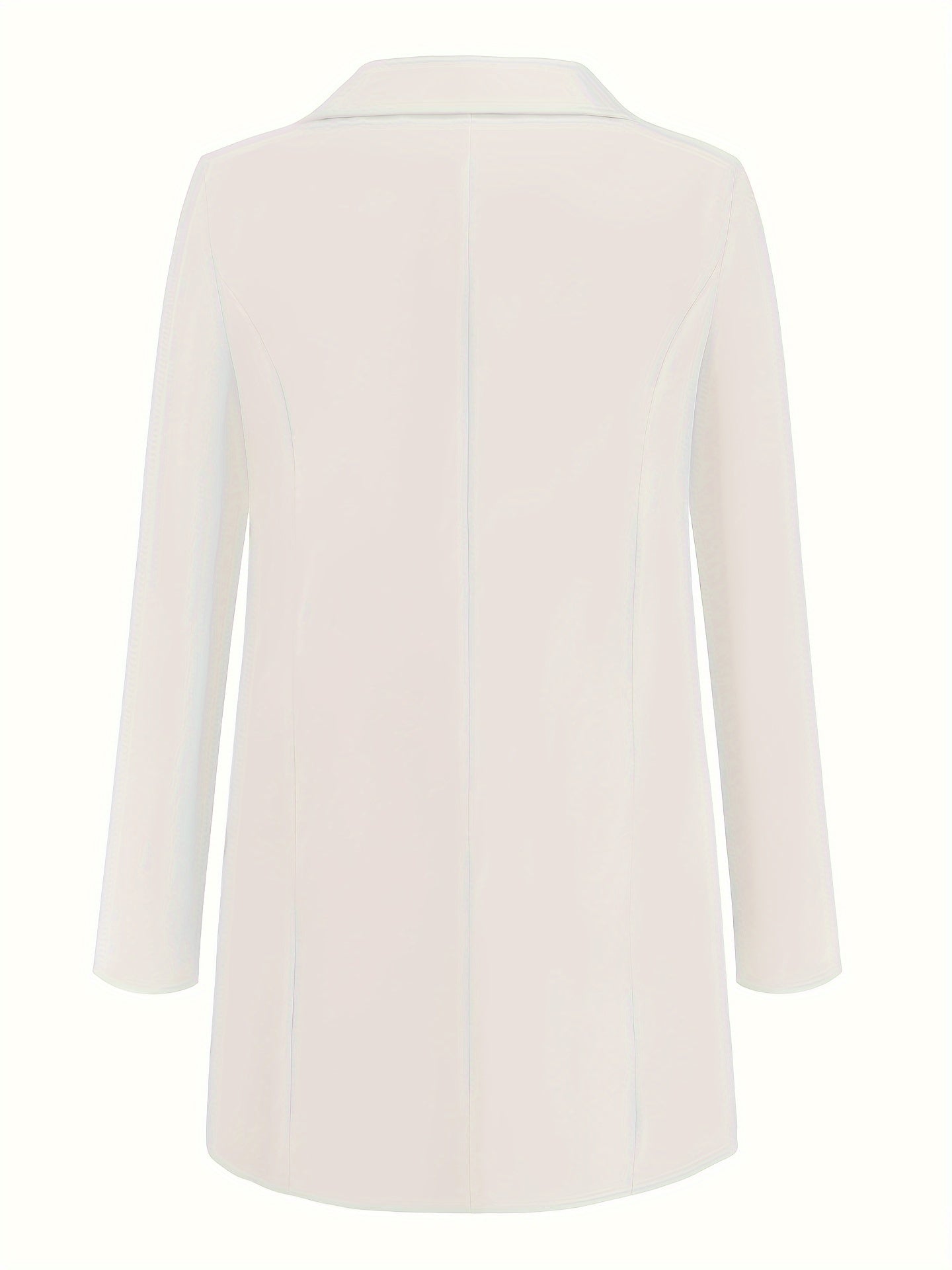 Plus Size Solid Open Front Blazer, Elegant Lapel Long Sleeve Blazer For Office & Work, Women's Plus Size Clothing