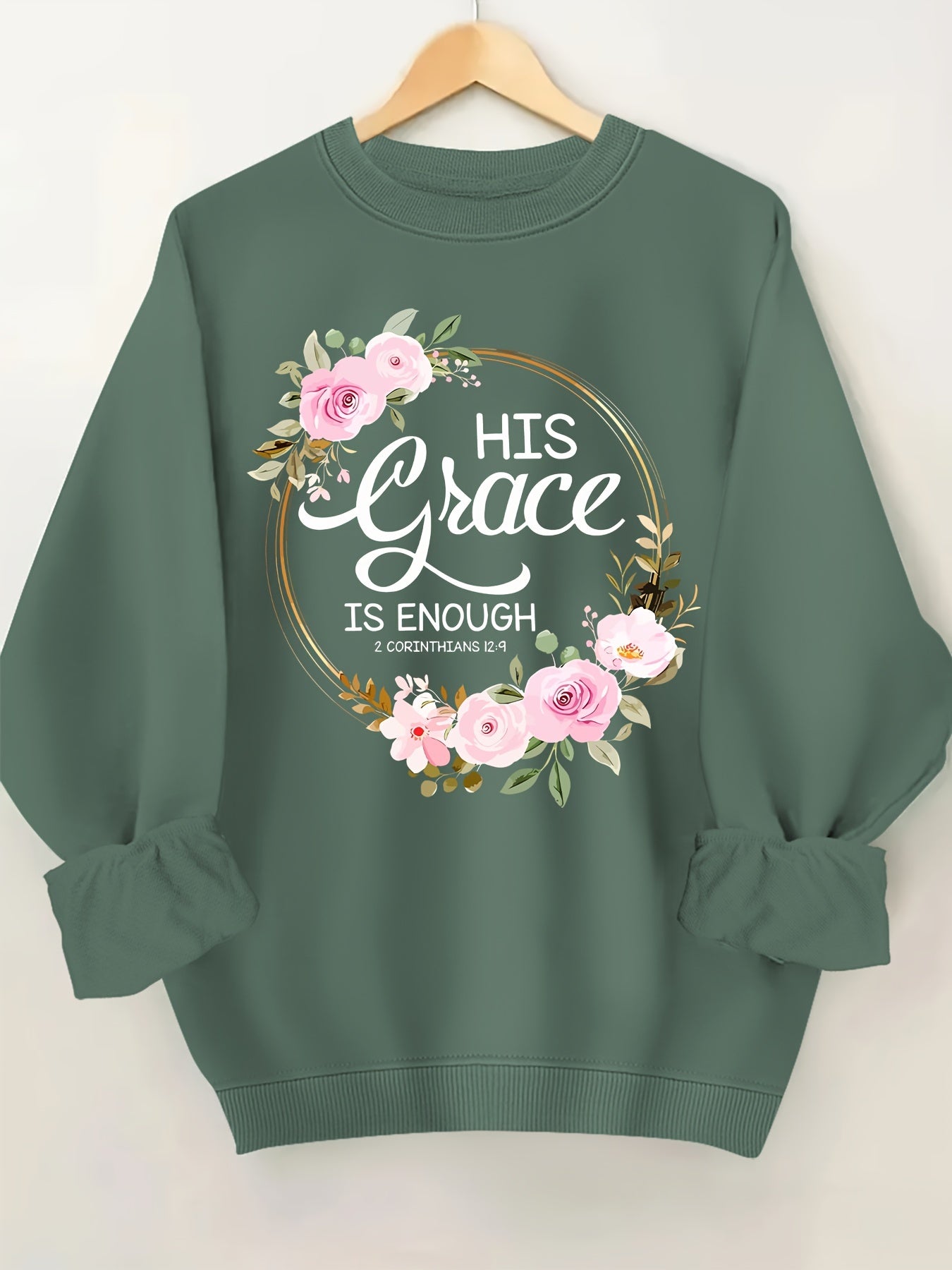 Plus Size Graphic Print Sweatshirt, Crew Neck Casual Sweatshirt For Fall & Spring, Women's Plus Size Clothing