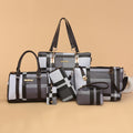 Chic 6-Piece Checkered Handbag Set for Women - Durable Faux Leather Tote, Crossbody & Shoulder Bags - Versatile Style for Everyday Use
