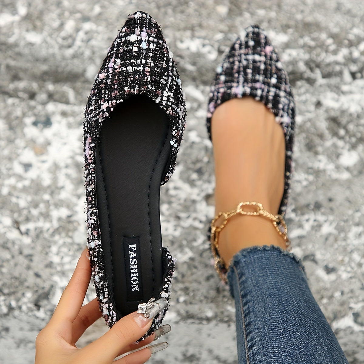 Fashion Women's Slip-On Flat Shoes, Comfortable Lightweight Side Open Casual Elegant Pointed Toe Pumps, Pointed Toe Shoes for Women, Flat Shoes for Women Comfortable, Fancy Ladies Shoes, Wide Toe Box Shoes Women, Fashion Slip