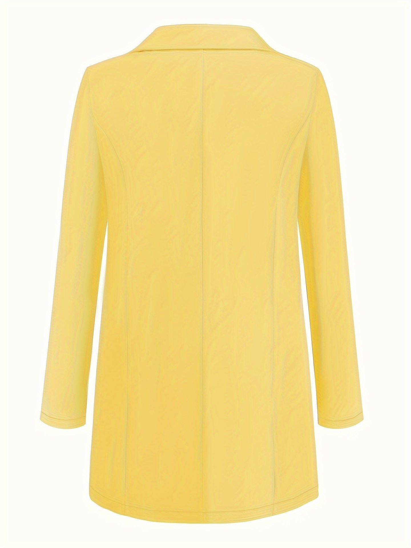 Plus Size Solid Open Front Blazer, Elegant Lapel Long Sleeve Blazer For Office & Work, Women's Plus Size Clothing
