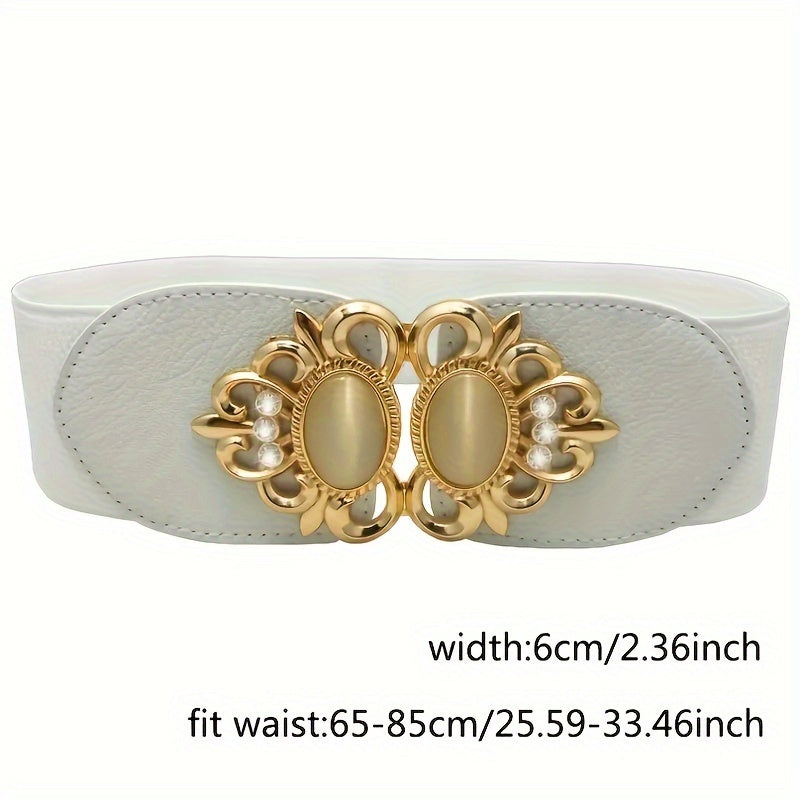 Opal Inlaid Buckle Elastic Belt