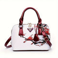 Stylish Floral Print Boston Bag - Spacious Top Handle Crossbody Handbag with Adjustable Shoulder Strap, Elegant Women's Fashion Purse for Daily Use