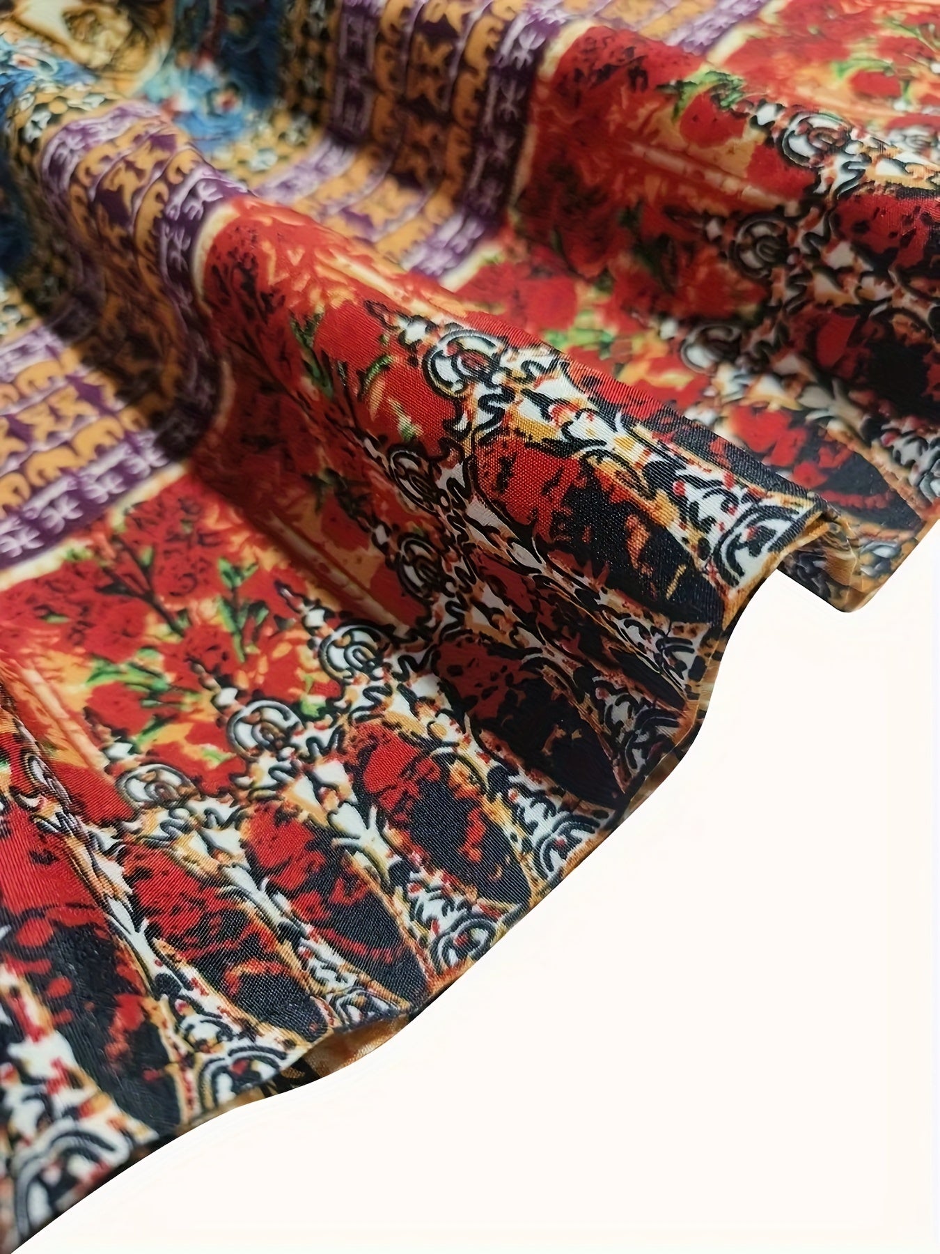 Plus Size Floral Print Skirt, Casual Elastic Waist Skirt For Spring & Summer, Women's Plus Size Clothing