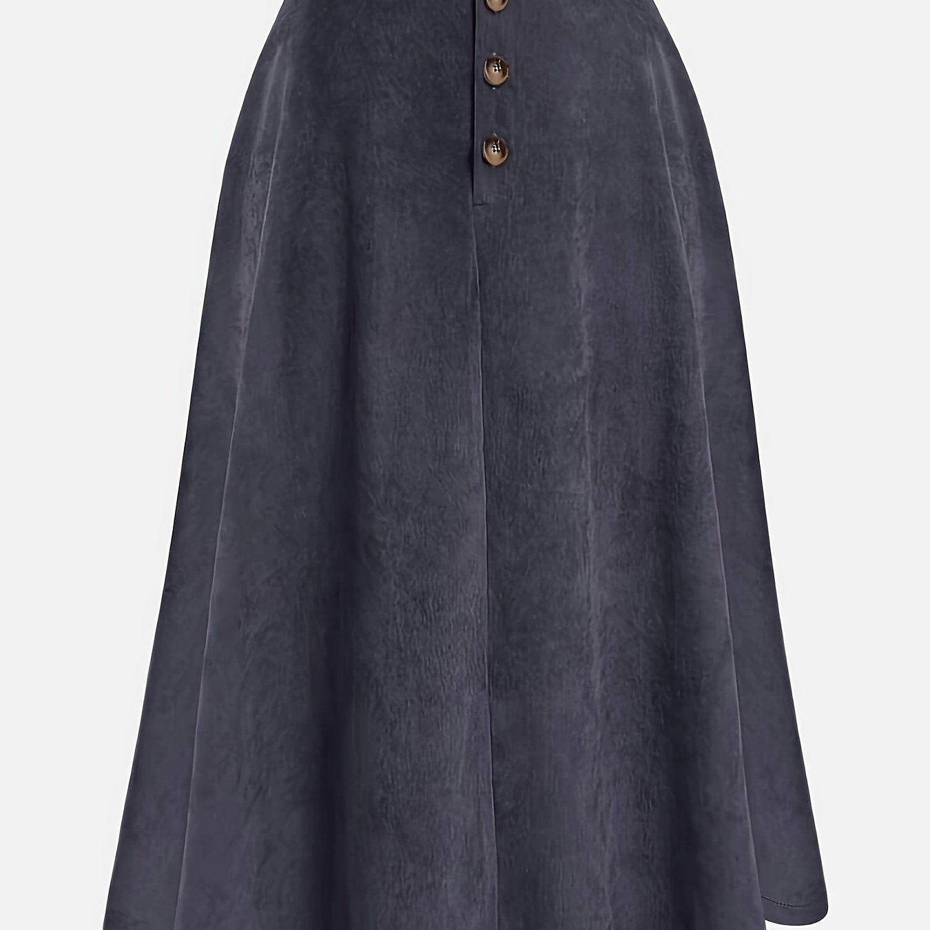 Plus Size Solid Button Front Skirt, Casual Corduroy Skirt For Spring & Fall, Women's Plus Size Clothing
