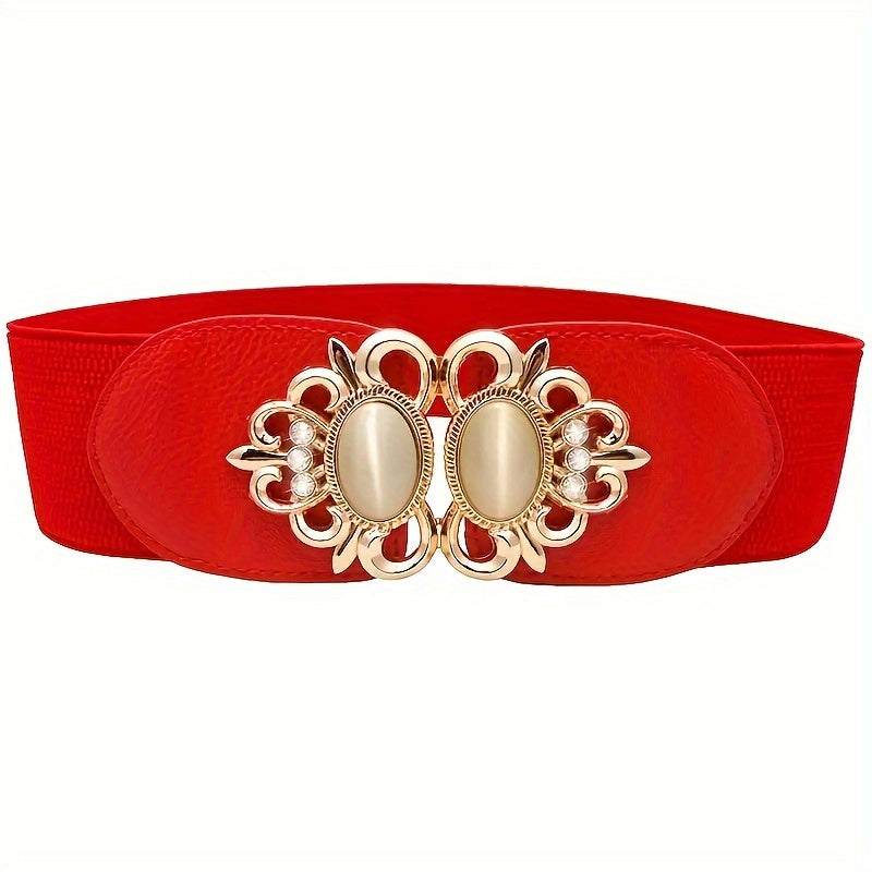 Opal Inlaid Buckle Elastic Belt