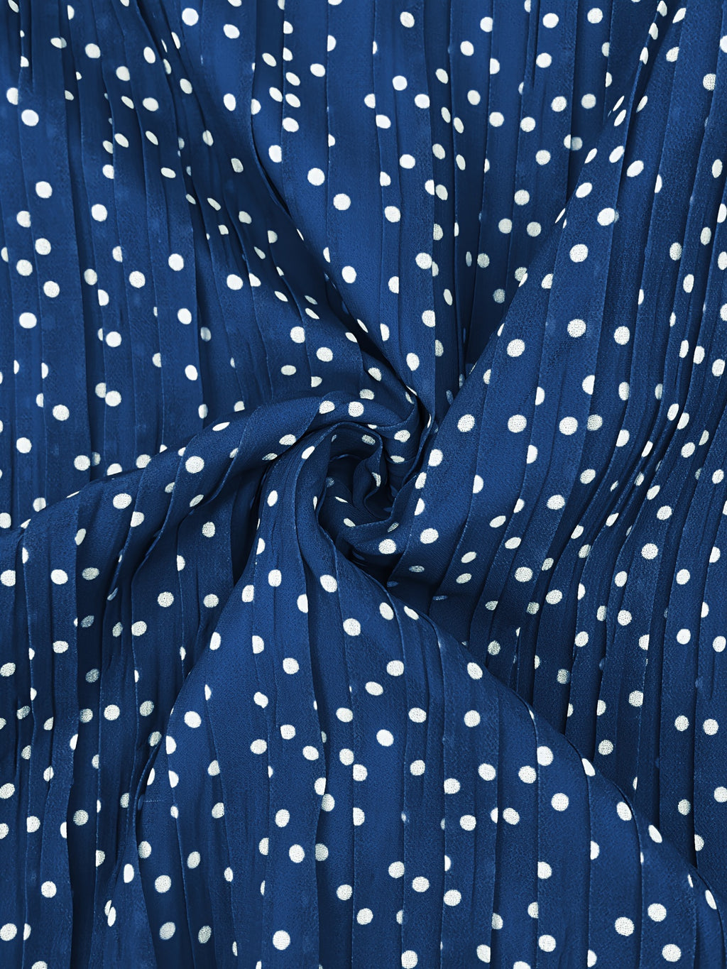 Stunning Polka Dot Maxi Dress - Elegant Crew Neck, Long Sleeve, Ruffle Hem, Keyhole Back, Modest, Polyester, Woven, Random Print, Middle East Style, All Seasons, Non-Sheer