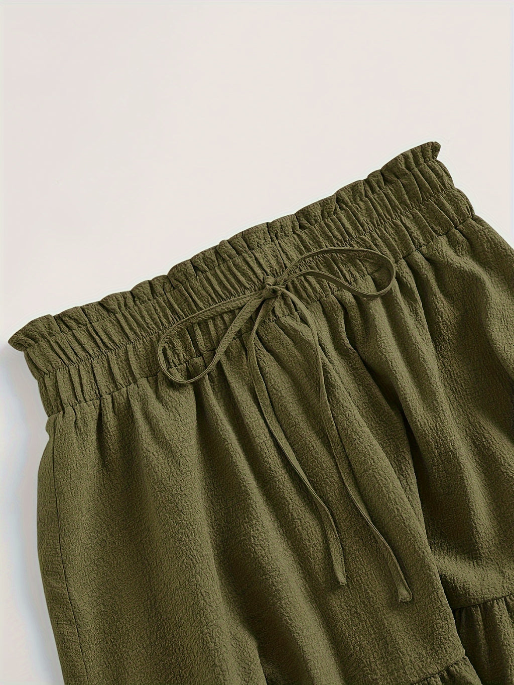 Plus Size Solid Tiered Skirt, Casual Drawstring Elastic Waist Midi Skirt, Women's Plus Size Clothing