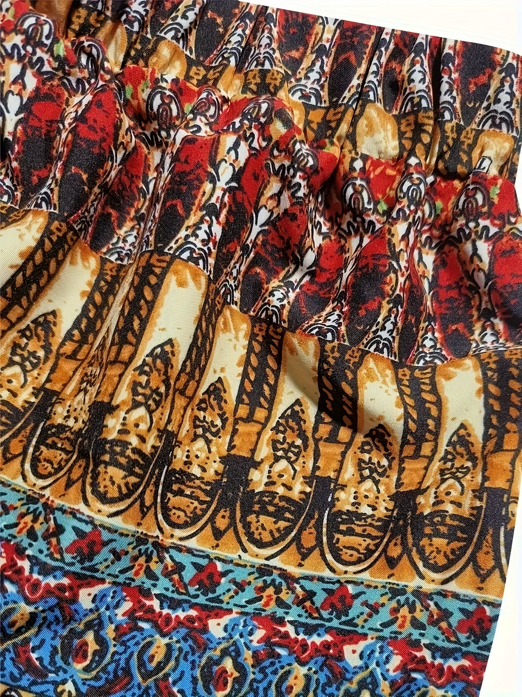 Plus Size Floral Print Skirt, Casual Elastic Waist Skirt For Spring & Summer, Women's Plus Size Clothing