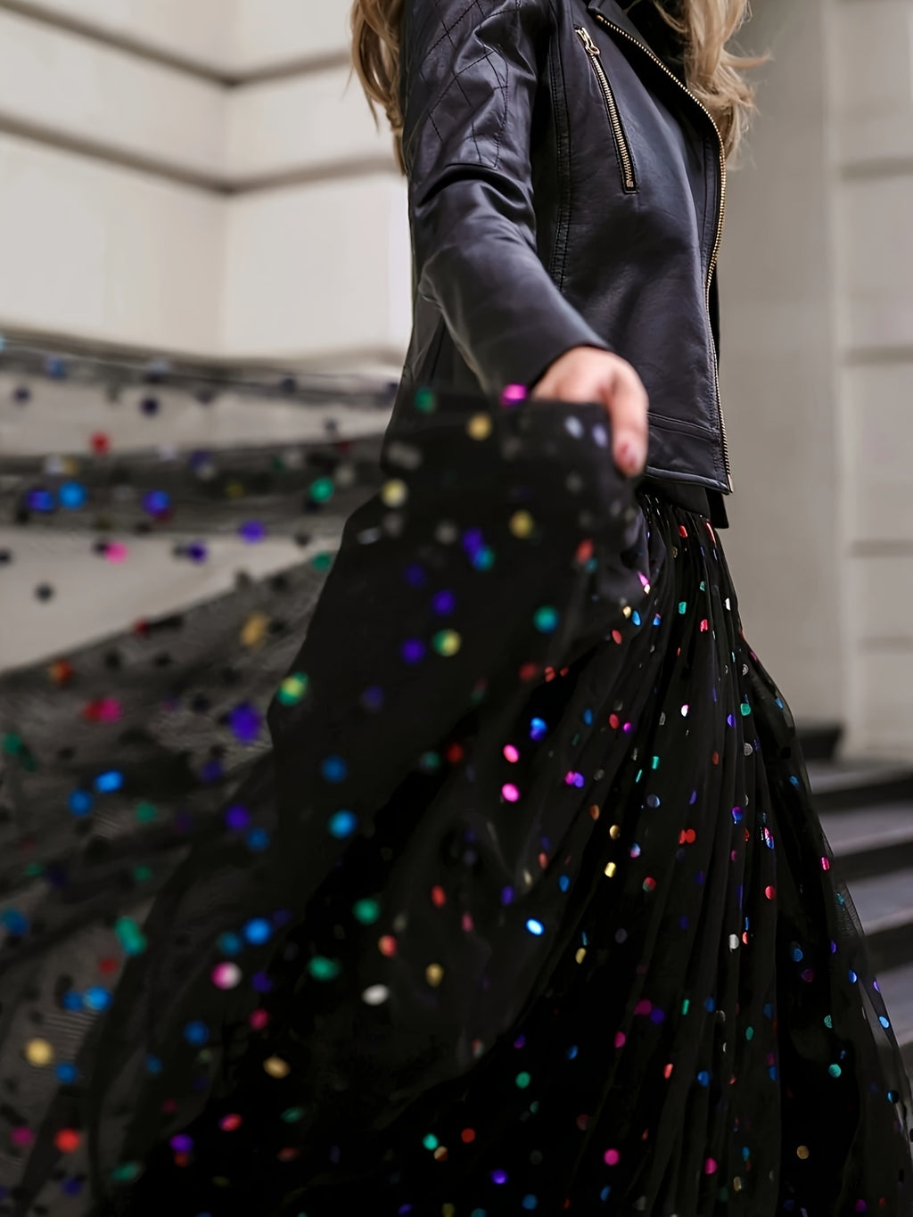 Plus Size Sequin Decor Mesh Skirt, Casual High Waist Pleated Midi Skirt, Women's Plus Size Clothing