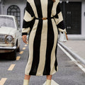 Plus Size Color Block Dress, Stylish Crew Neck Batwing Sleeve Knitted Dress, Women's Plus Size Clothing