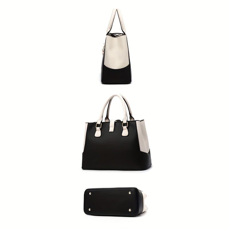 Fashionable Womens Letter Detail Shoulder Bag - Comfortable Double Handle, Spacious Purse for Work & Daily Use - Timeless Elegant Style